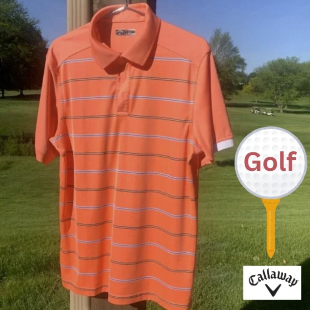 Callaway Golf Orange Striped Men's Polo Shirt